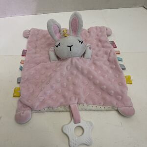 Bunny Lovey Security Blanket  Pink Dots Teether  9.5” Plush